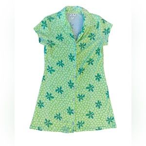 Vintage 60s 70s floral green dress